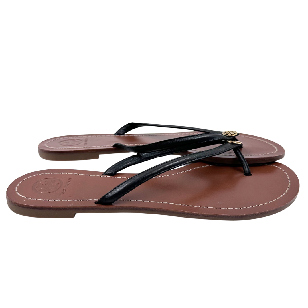 Tory Burch 9.5 Black Leather Thong