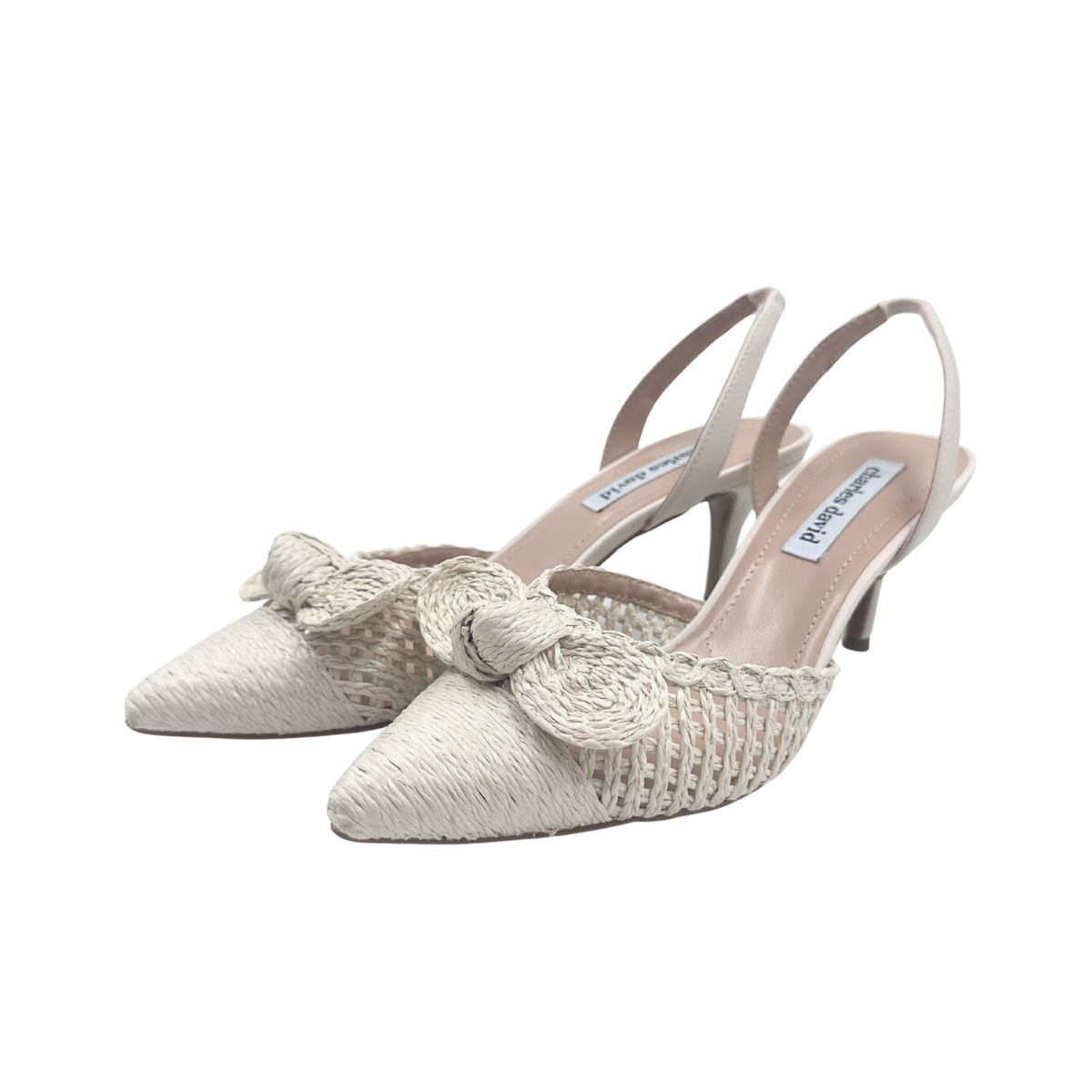 Charles David 7 Off White Raffia Heels