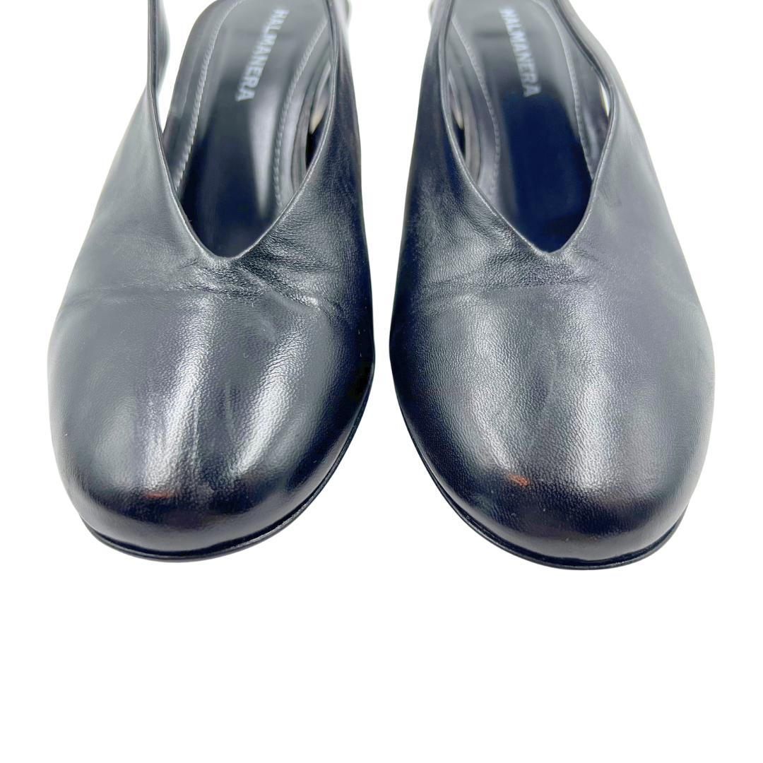 Halmanera 10 40 Black/White Leather Heels