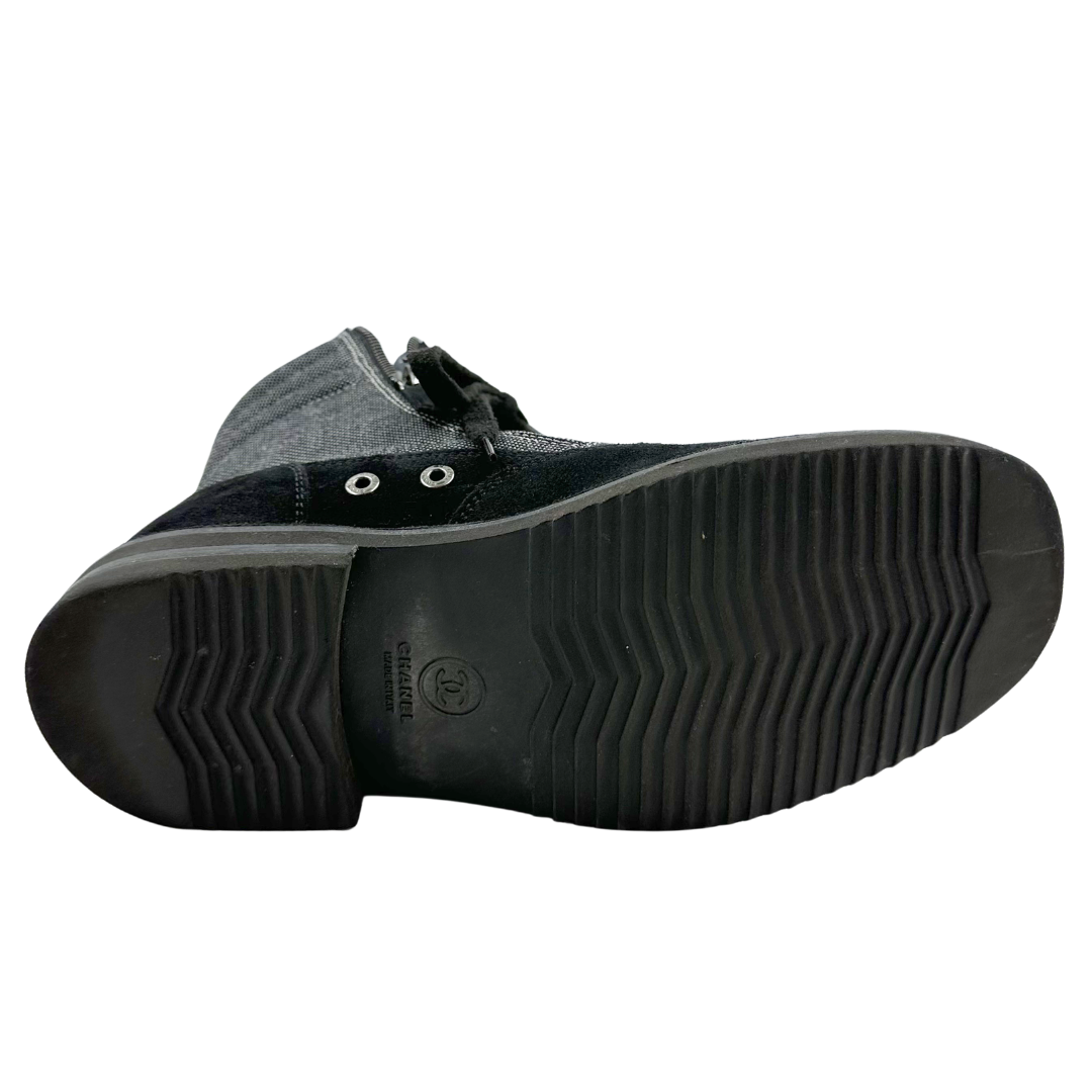 Chanel 8 38 Black Suede Booties