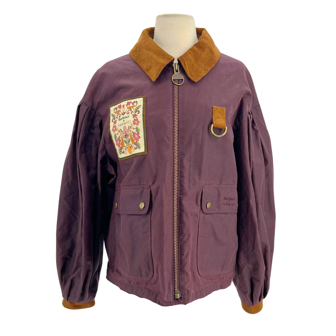 Barbour X Farm Rio Size L Burgundy Coat