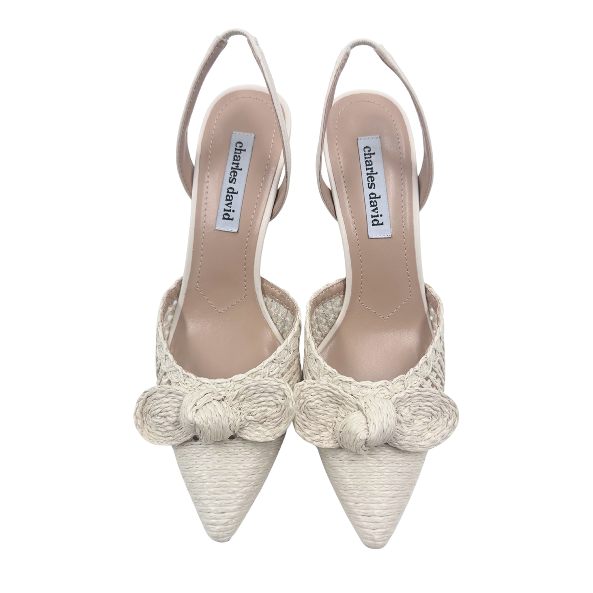 Charles David 7 Off White Raffia Heels