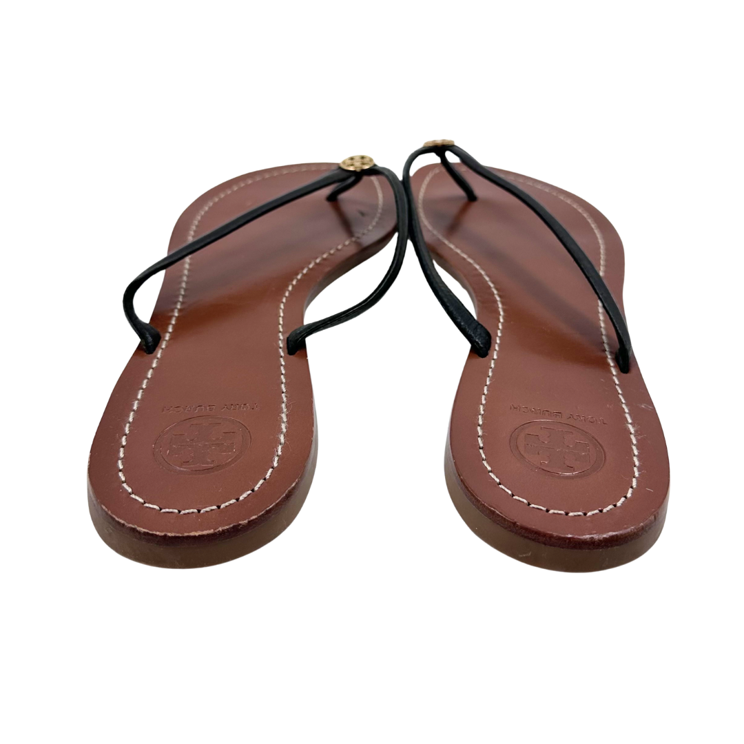 Tory Burch 9.5 Black Leather Thong