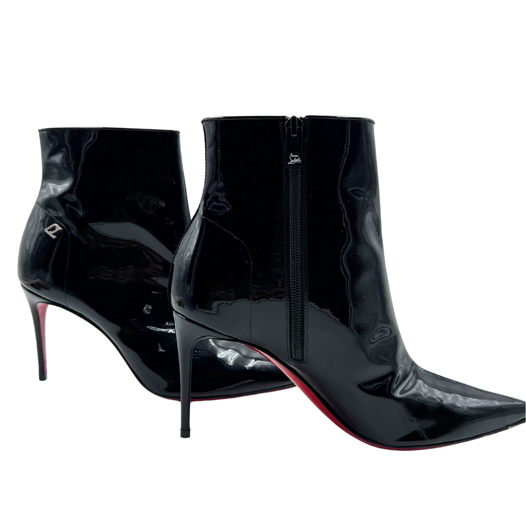 Christian Louboutin 39.5 Black Patent Leather Booties