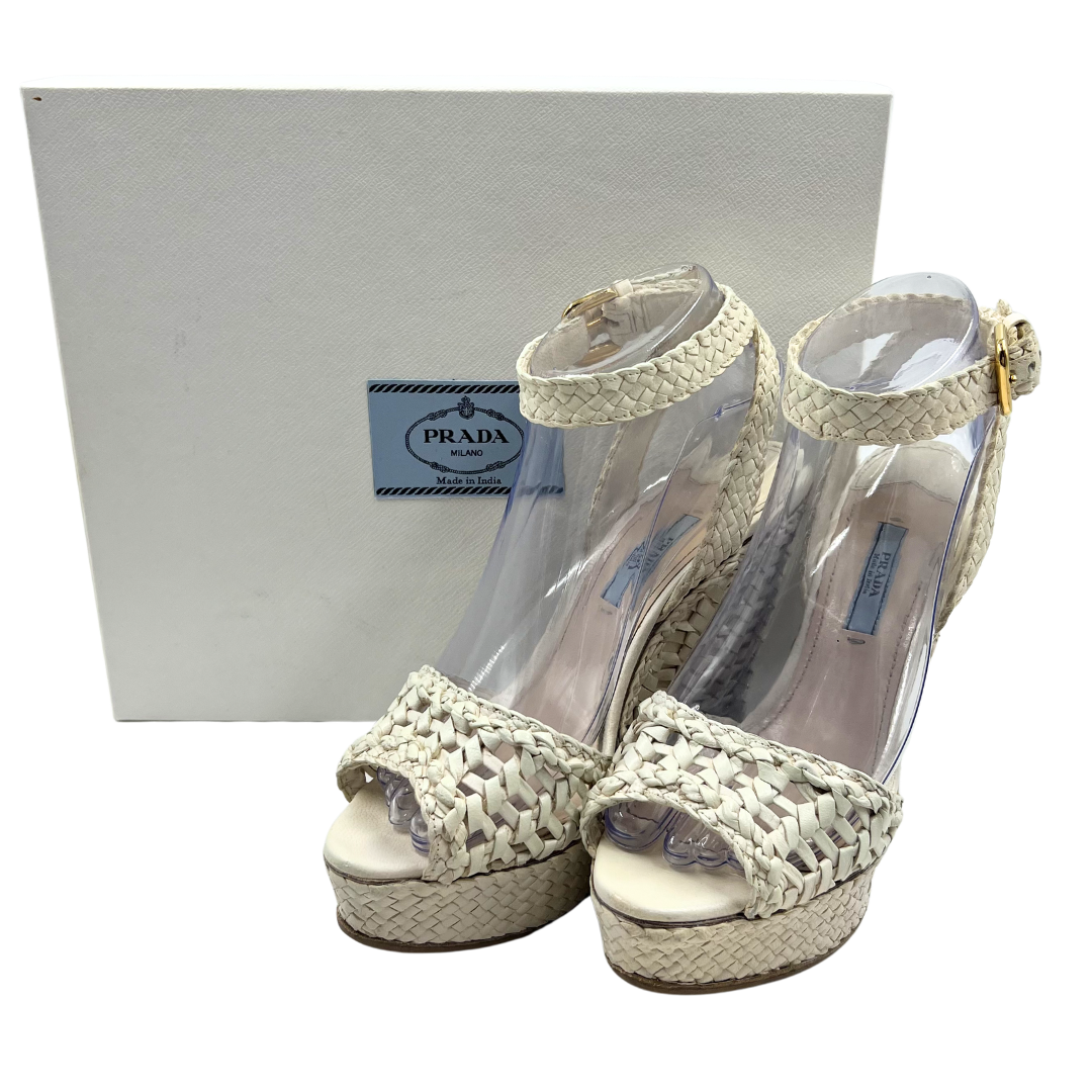 Prada 37.5 White Sandals