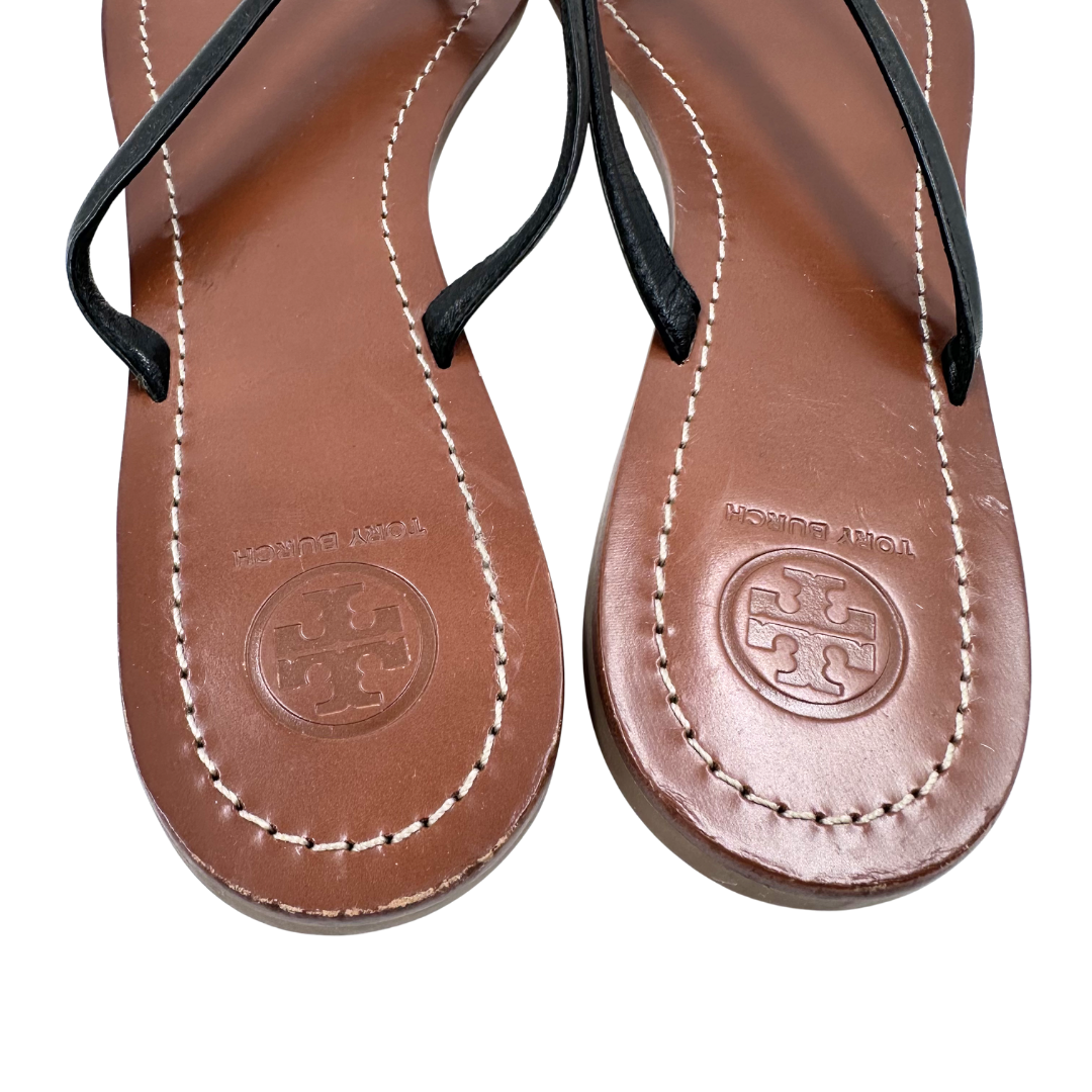 Tory Burch 9.5 Black Leather Thong