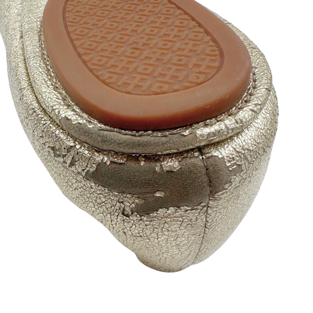 Tory Burch 10 Gold Leather Flats