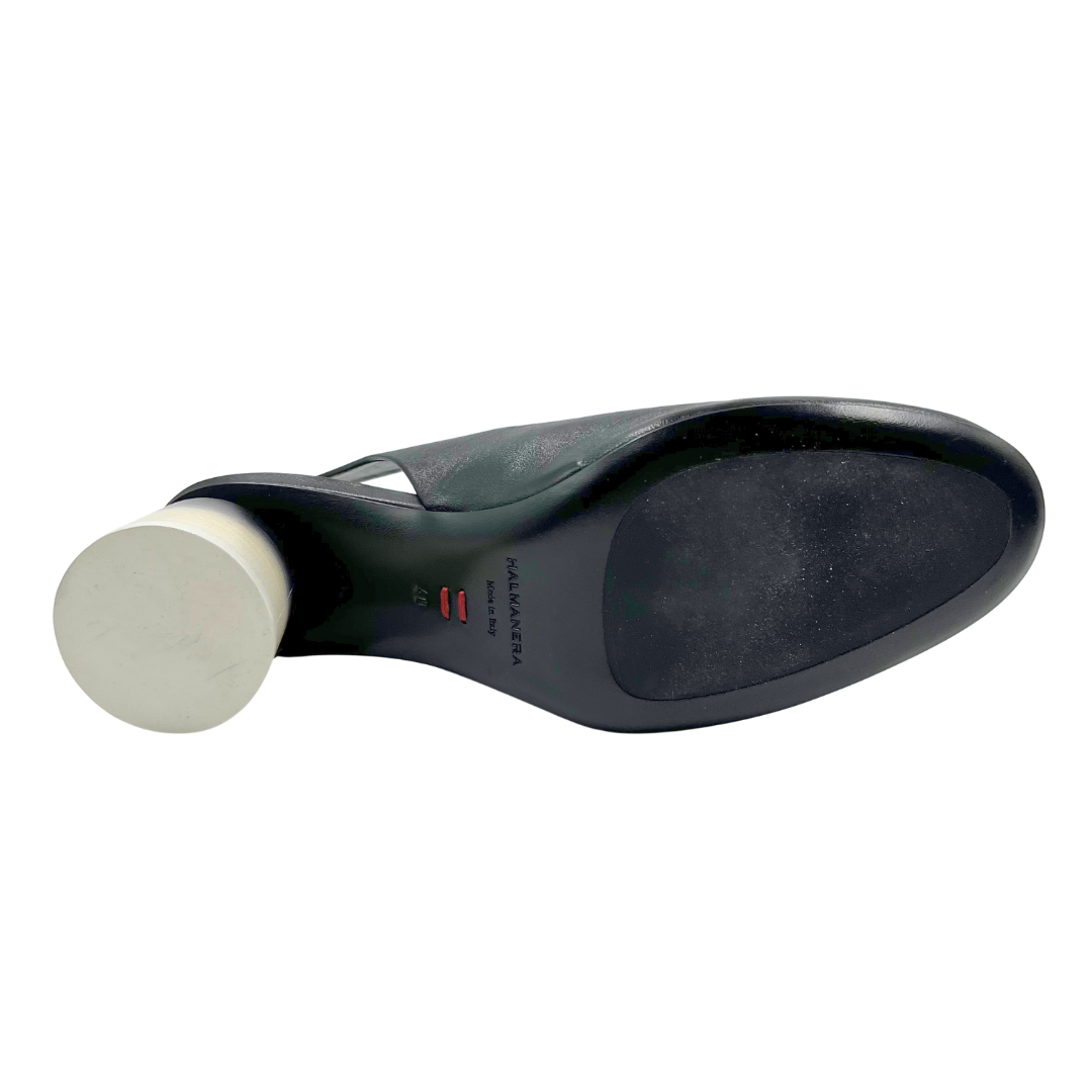 Halmanera 10 40 Black/White Leather Heels
