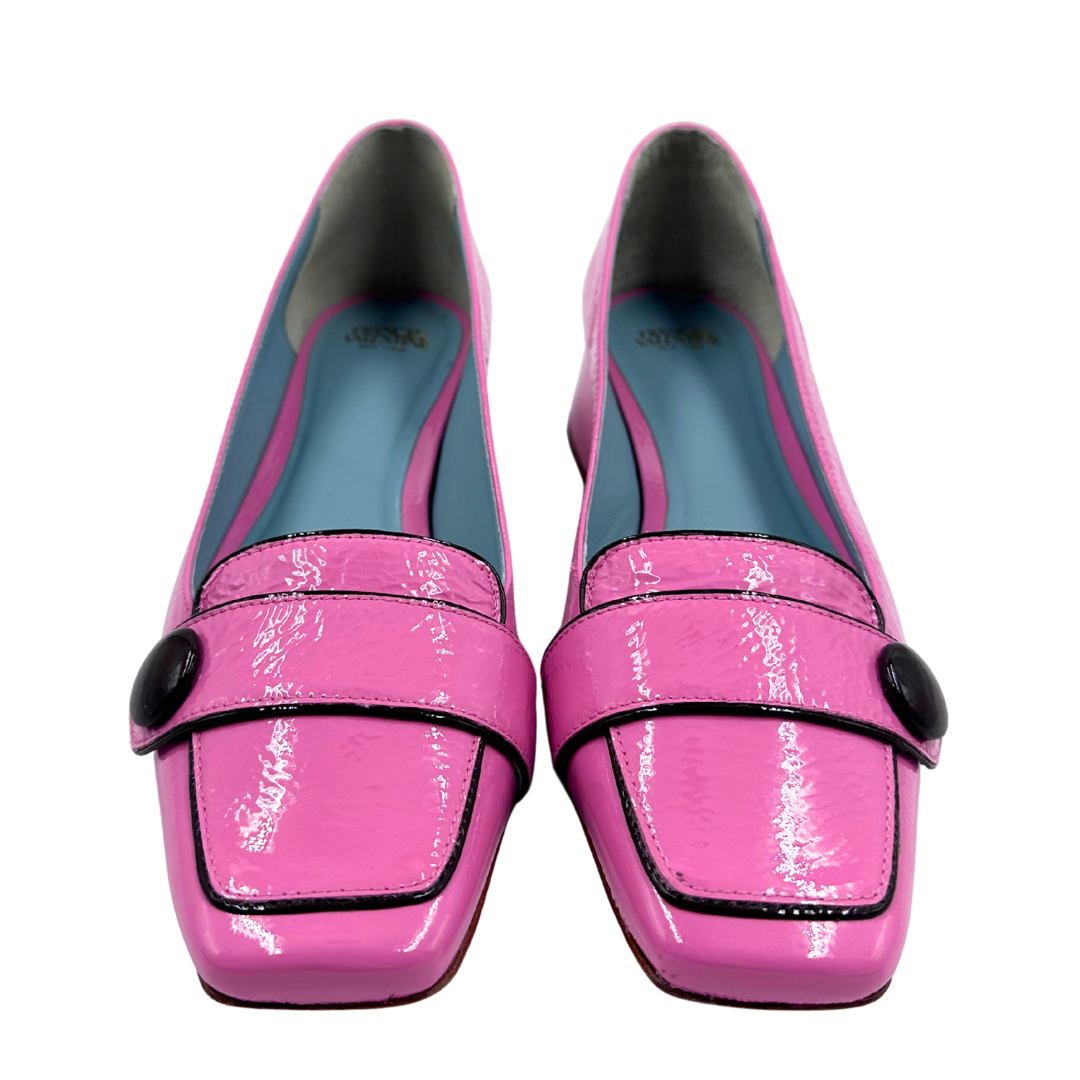 Frances Valentine 9.5 pink/brown Patent Leather Loafers