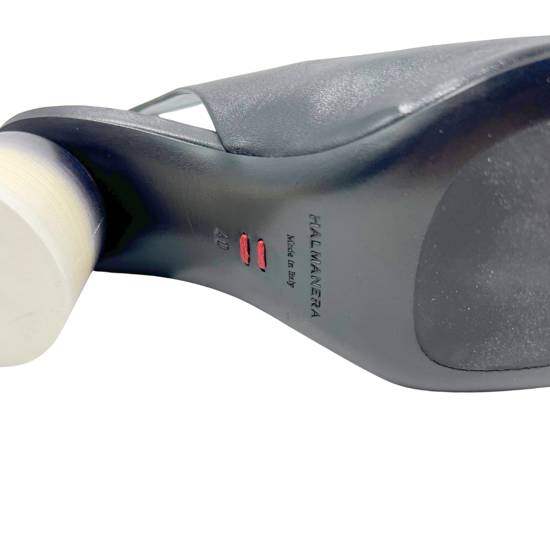 Halmanera 10 40 Black/White Leather Heels