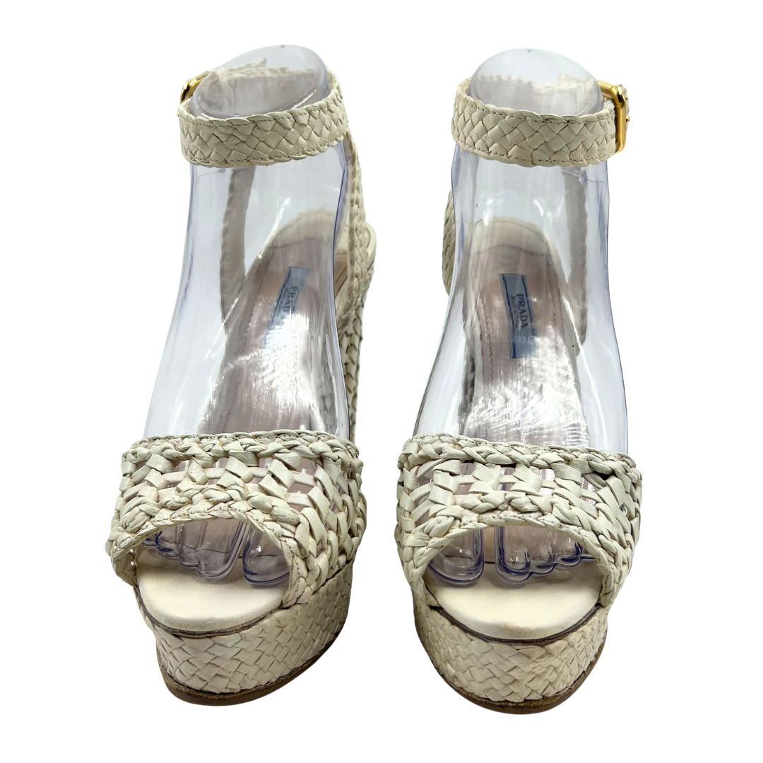 Prada 37.5 White Sandals