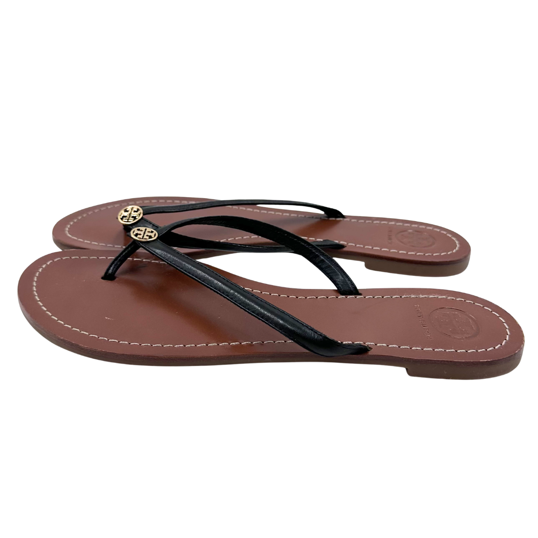 Tory Burch 9.5 Black Leather Thong