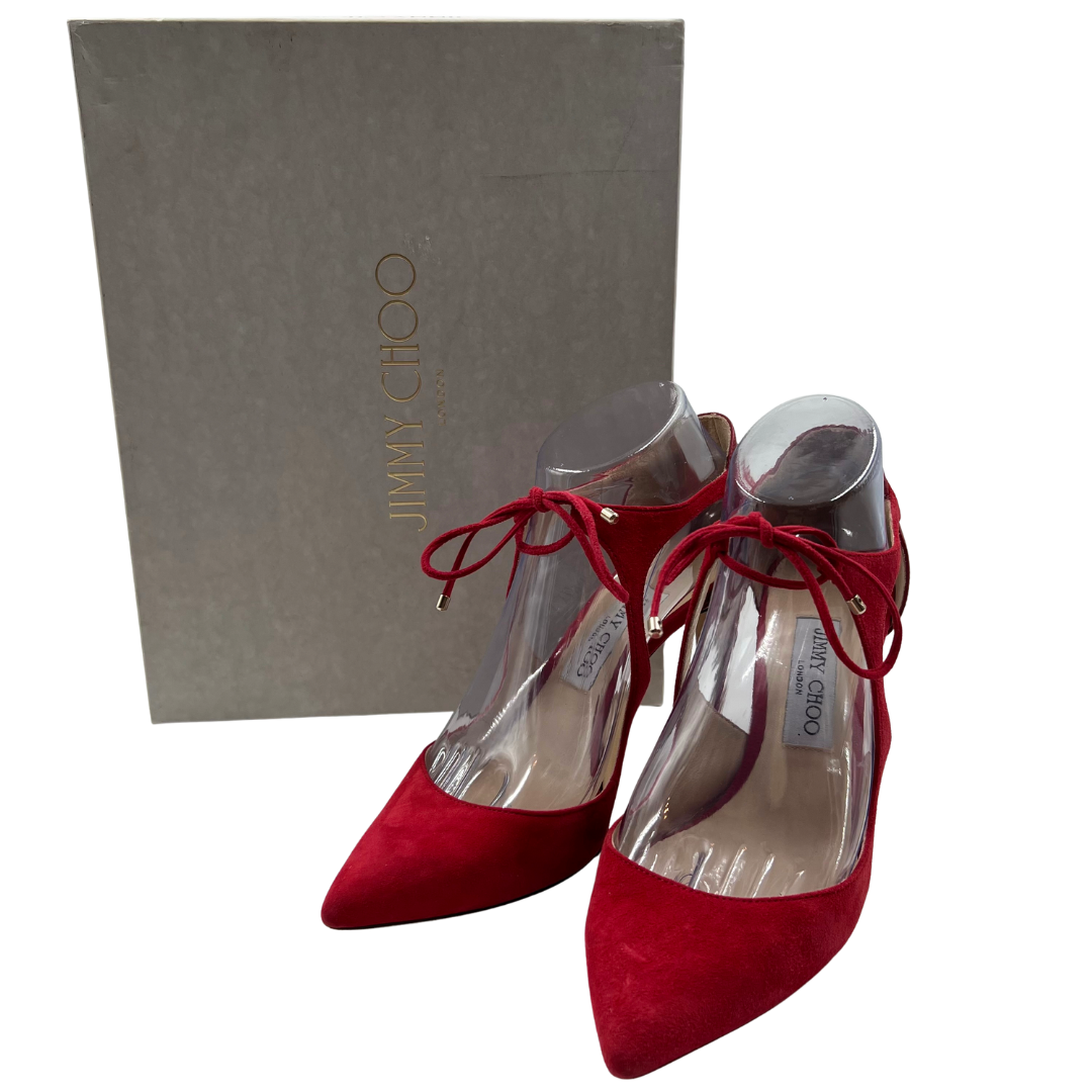 Jimmy Choo 8 38 Red Suede Pumps