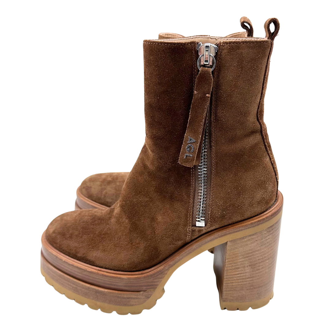 AGL 8 38 Brown Leather/Suede Boots