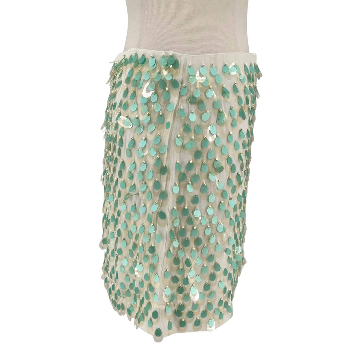 J Crew Collection Cream/Green Mini Skirt