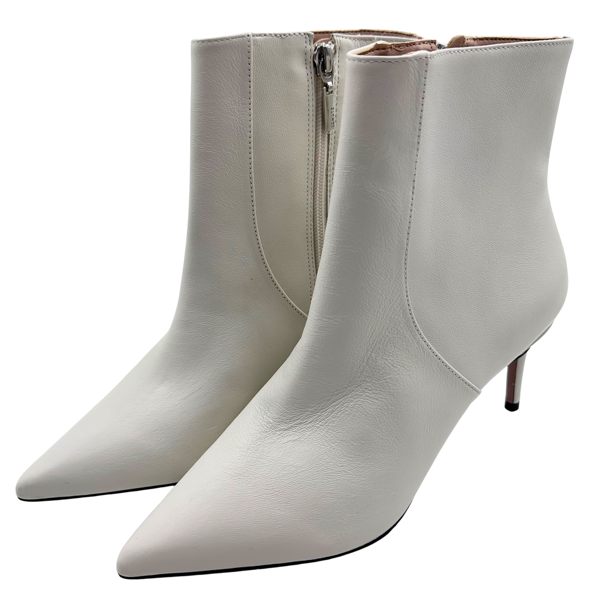 Schutz 8 Off White Leather Booties