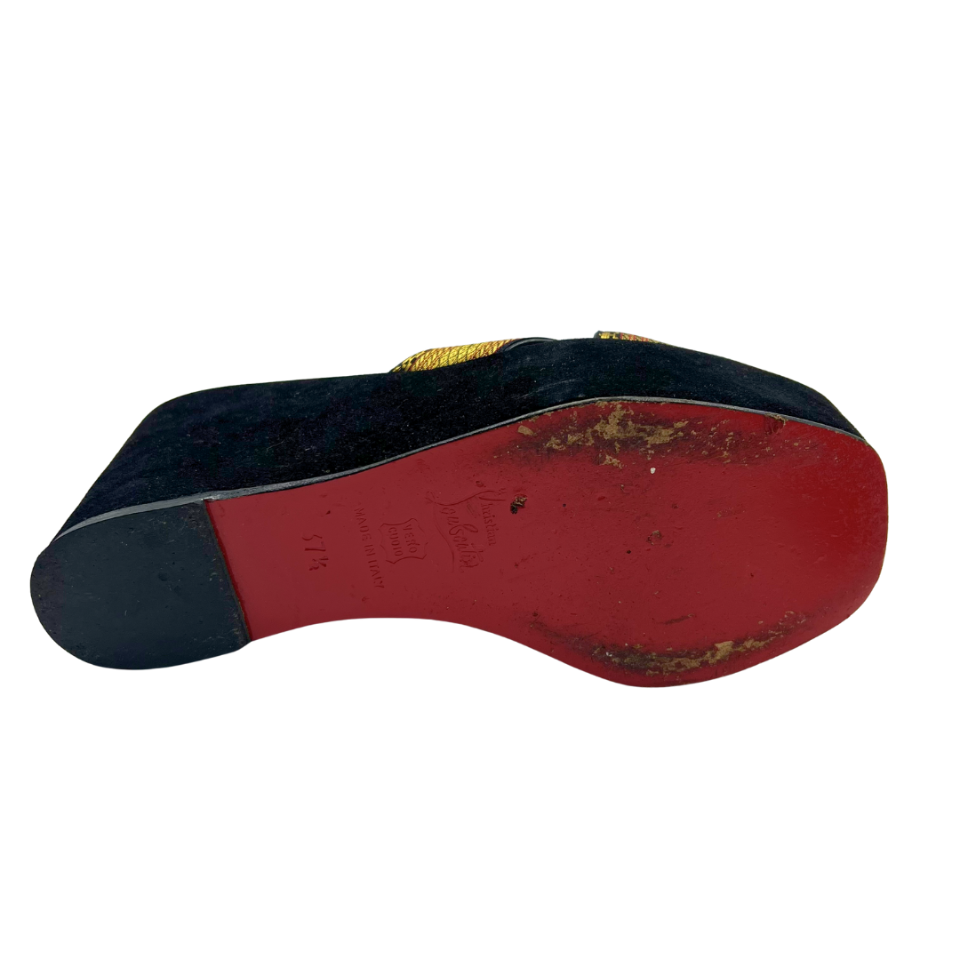 Louboutin 37.5 Black Sandals