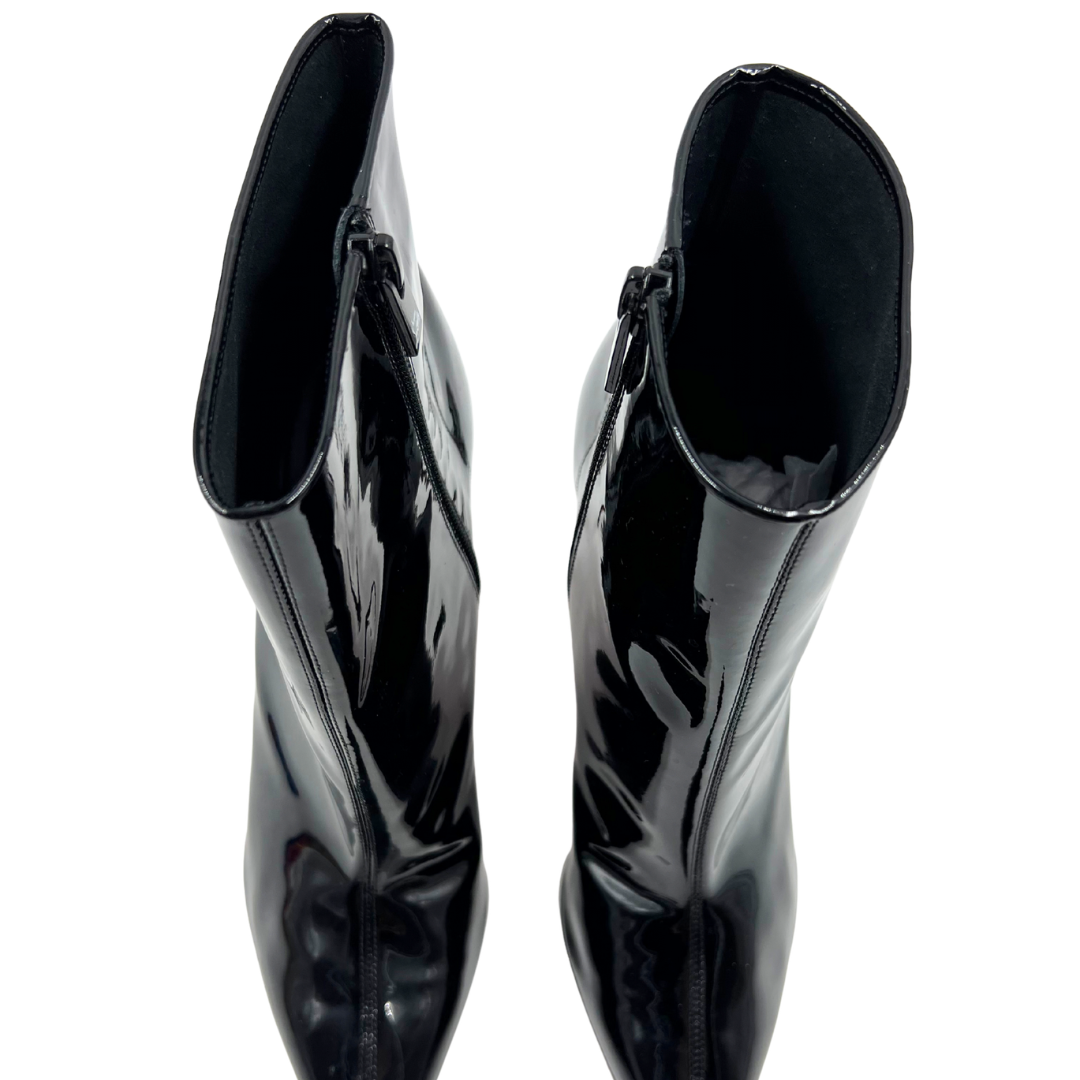 Christian Louboutin 39.5 Black Patent Leather Booties
