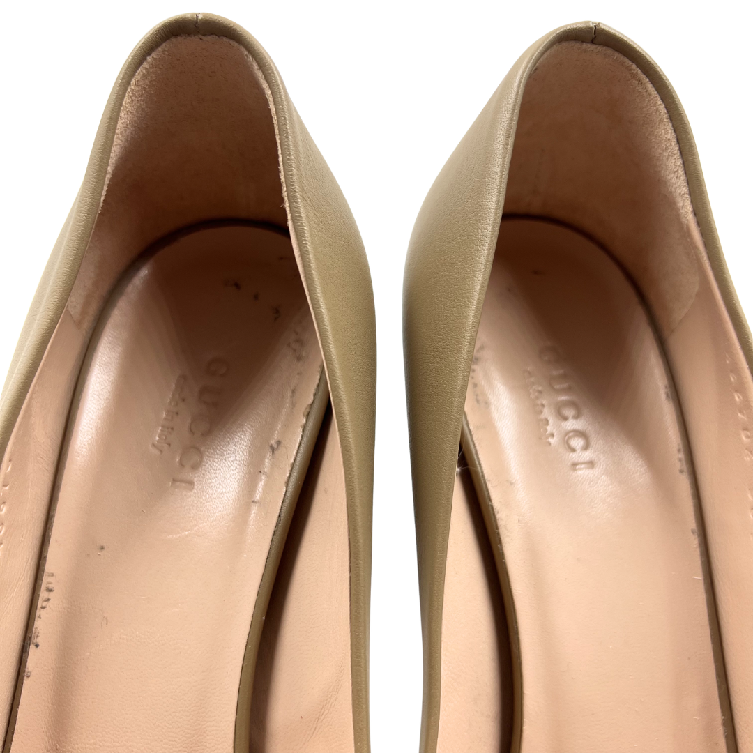 Gucci 8 38.5 Tan Leather Pumps