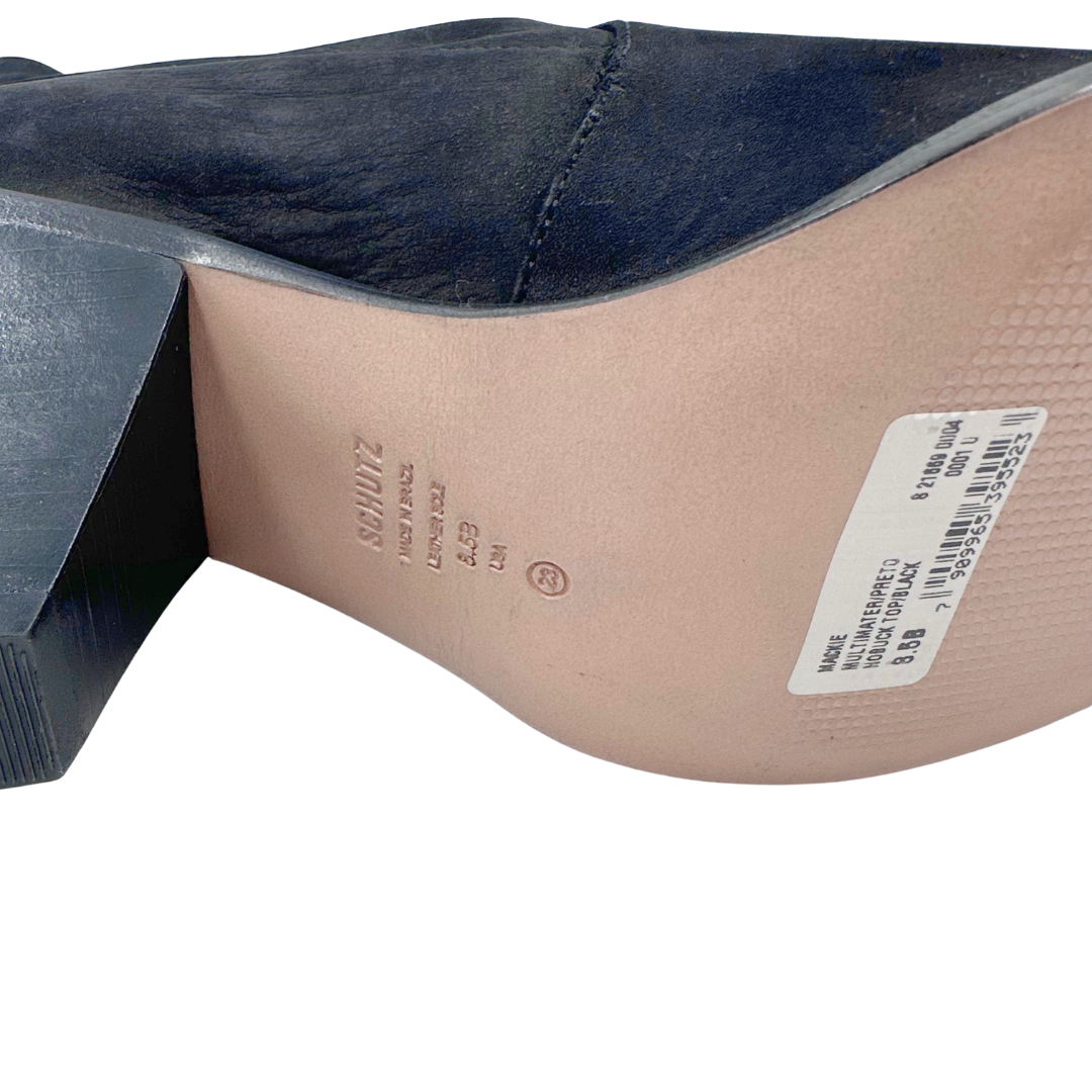 Schutz 8.5 Black Faux Leather Booties