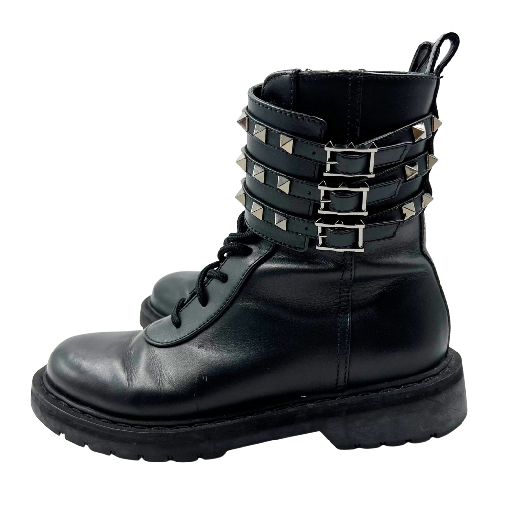Valentino Garavani 7.5 37.5 Rockstud Moto Boot
