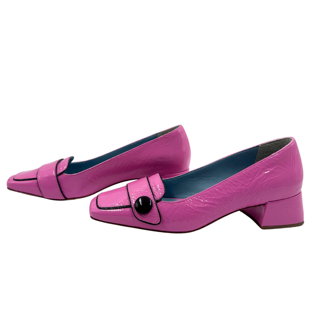Frances Valentine 9.5 pink/brown Patent Leather Loafers