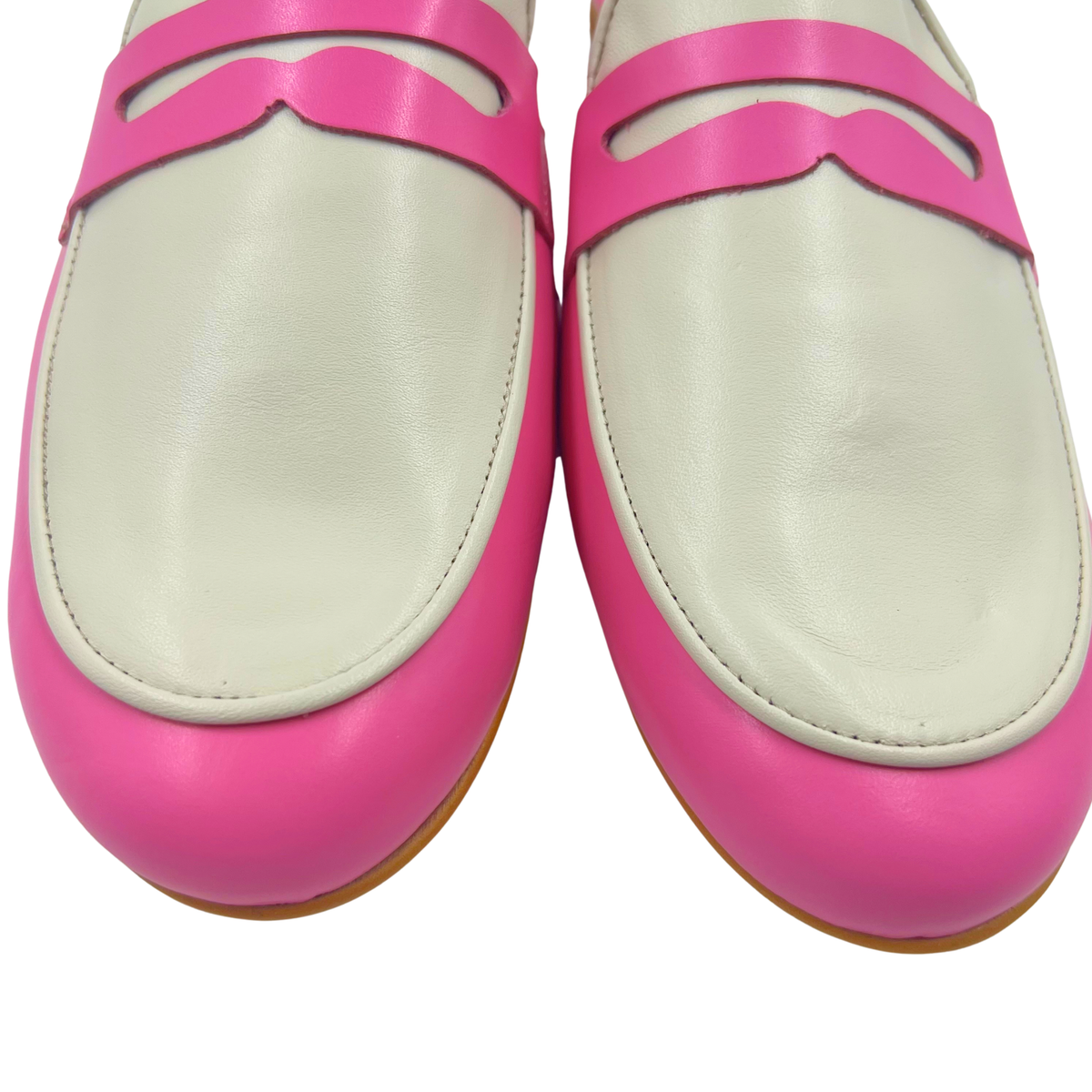 Elina Linardaki 40 Made in Greece Pink/White Leather Mules