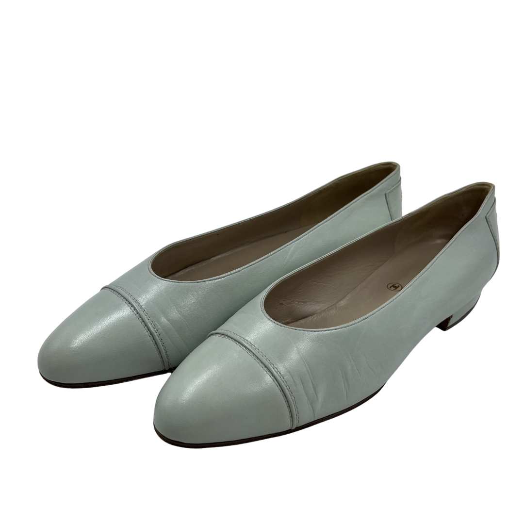 Chanel 8 38 Blue Leather Flats