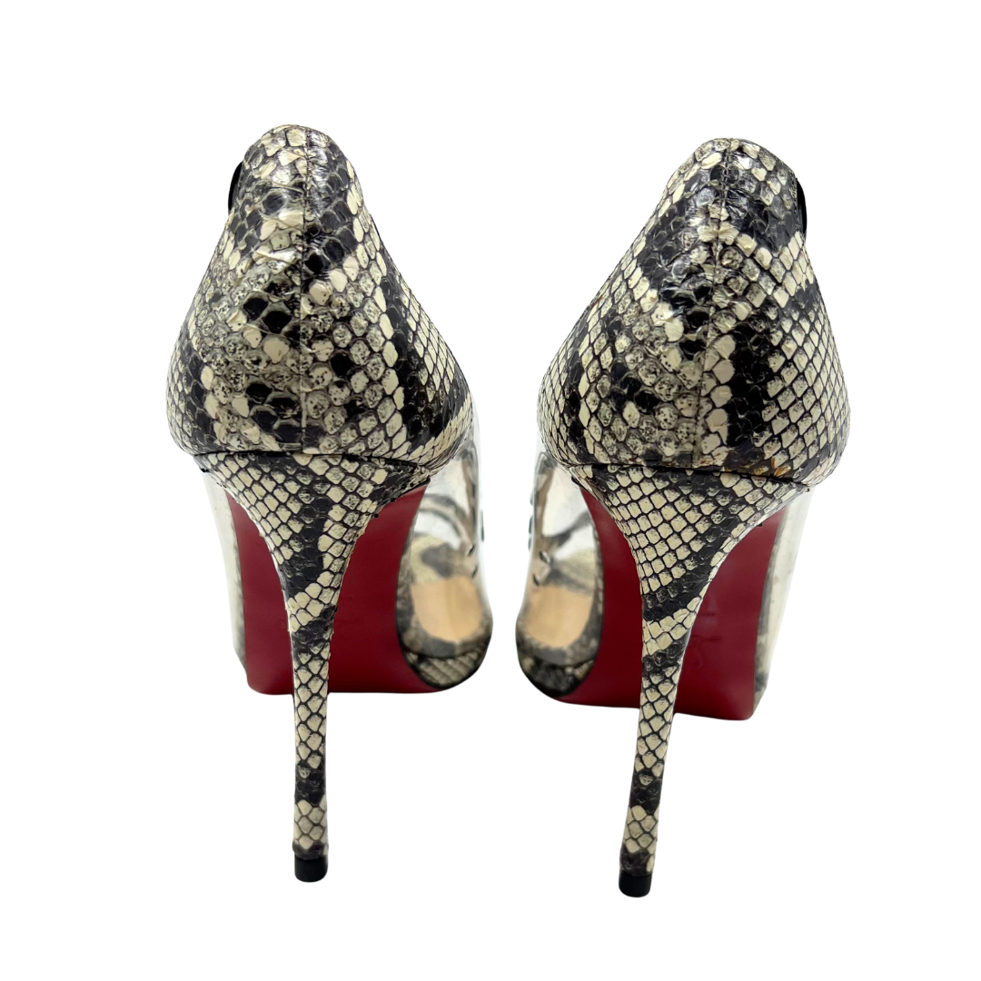 Christian Louboutin 9 40 Snake/Clear Snakeskin Leather Heels