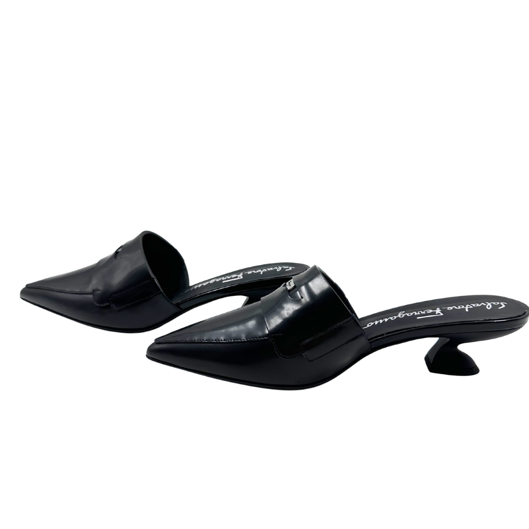 Salvatore Ferragamo 6.5 Black Leather Mule
