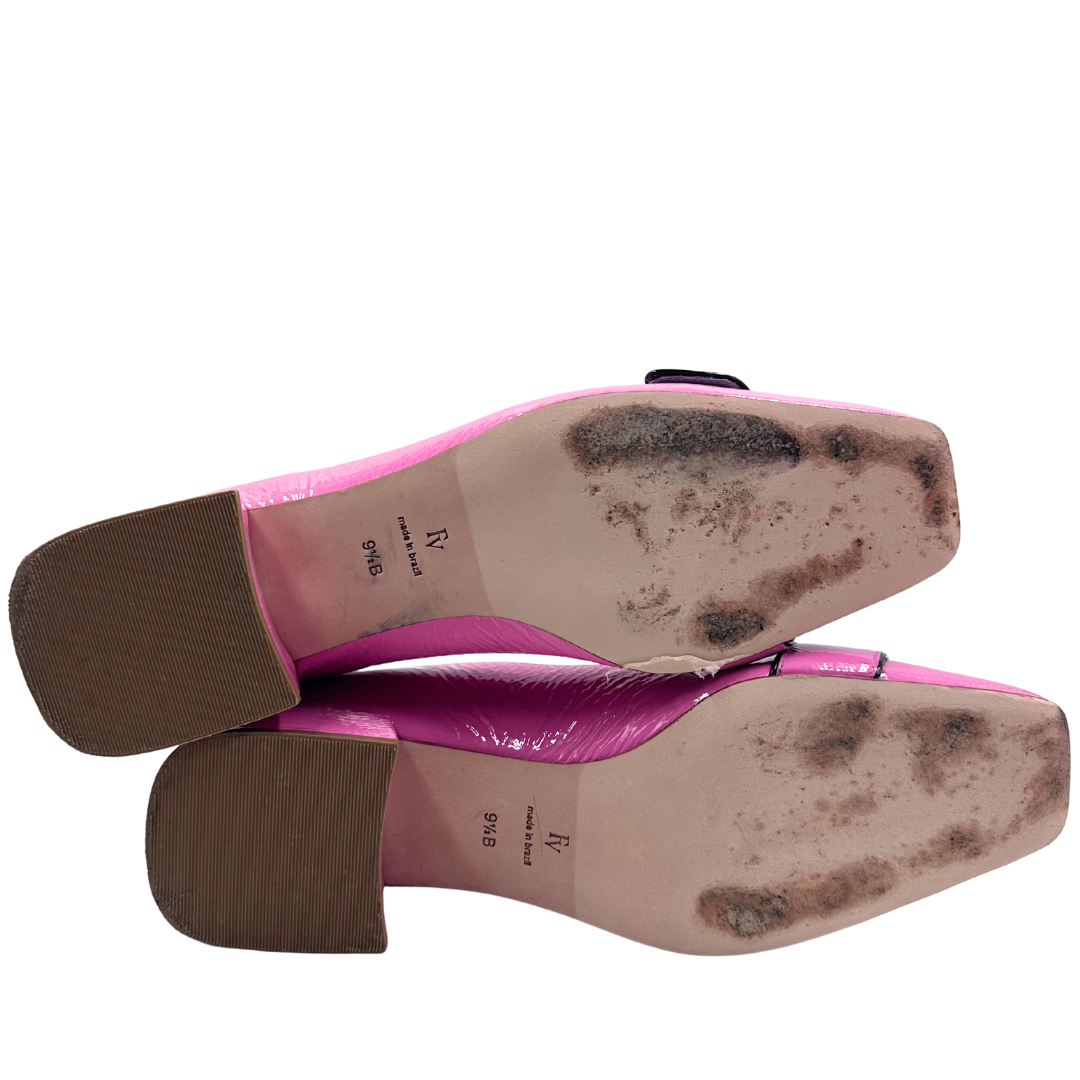 Frances Valentine 9.5 pink/brown Patent Leather Loafers