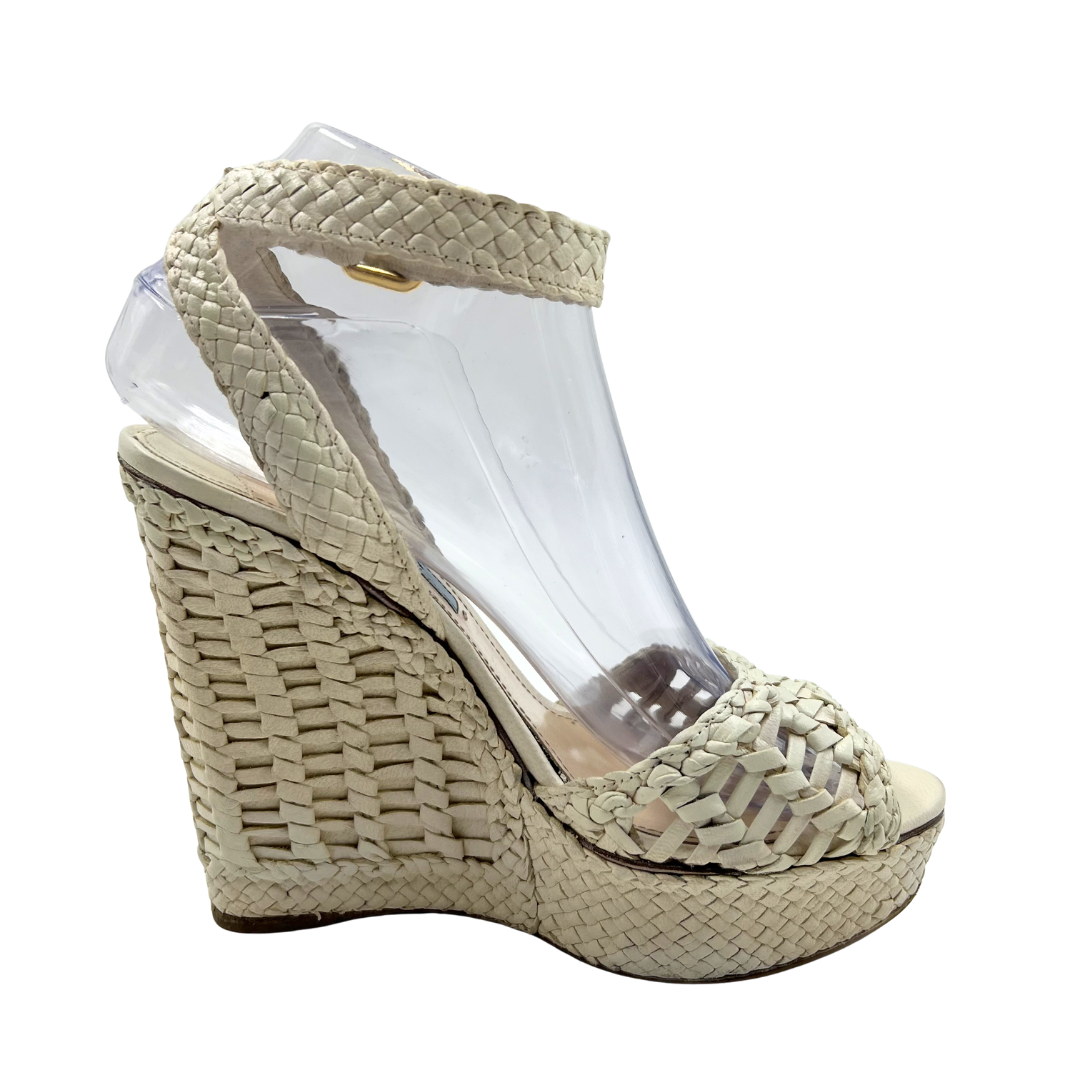 Prada 37.5 White Sandals