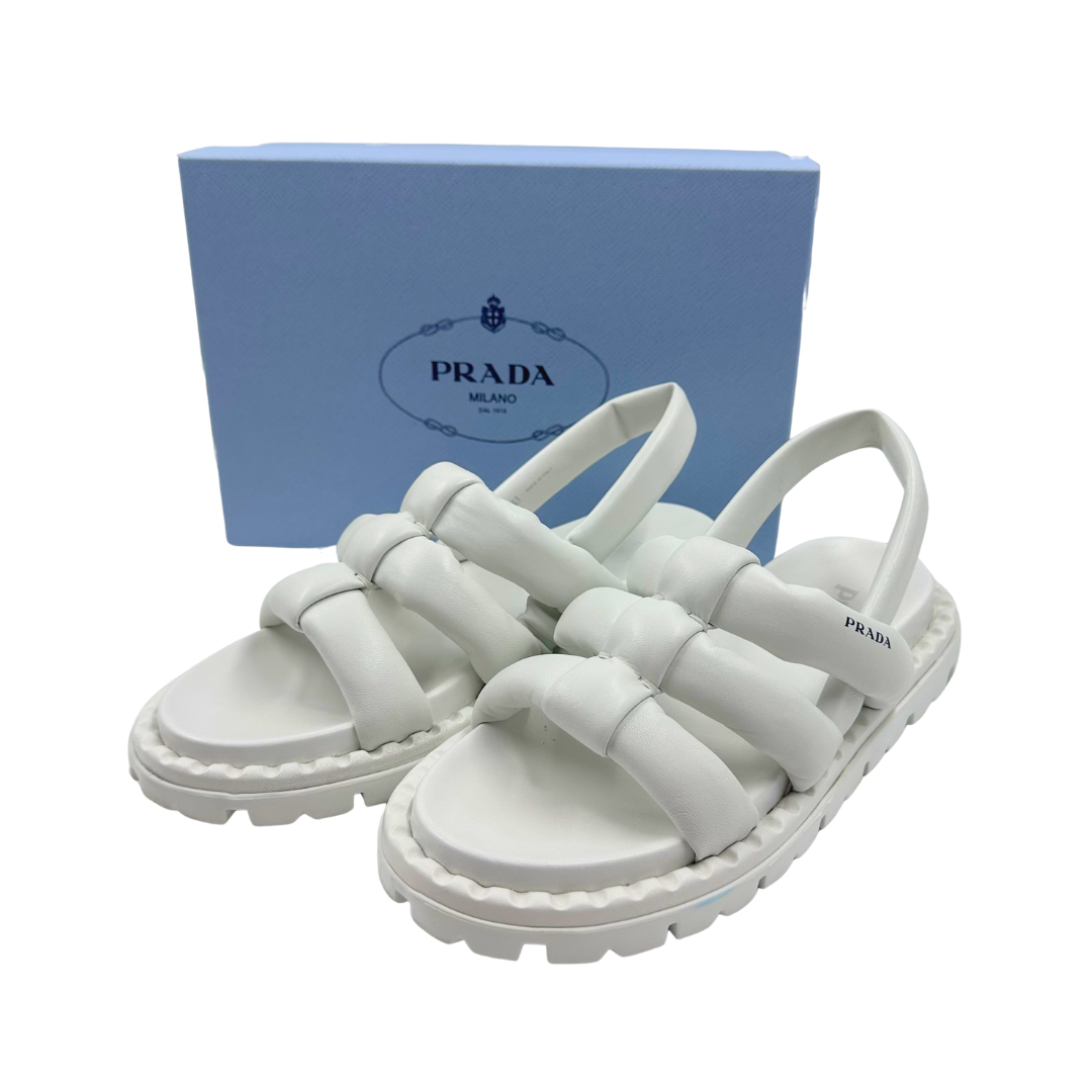 Prada 41 White Calzature Donna Sandal