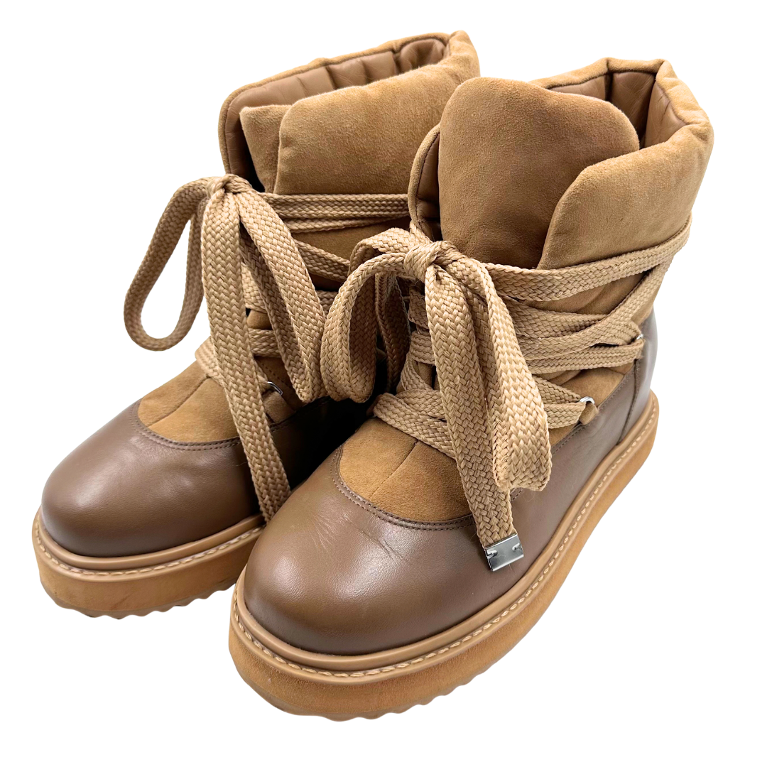 Larroude 8.5 Tan Leather/Suede Boots