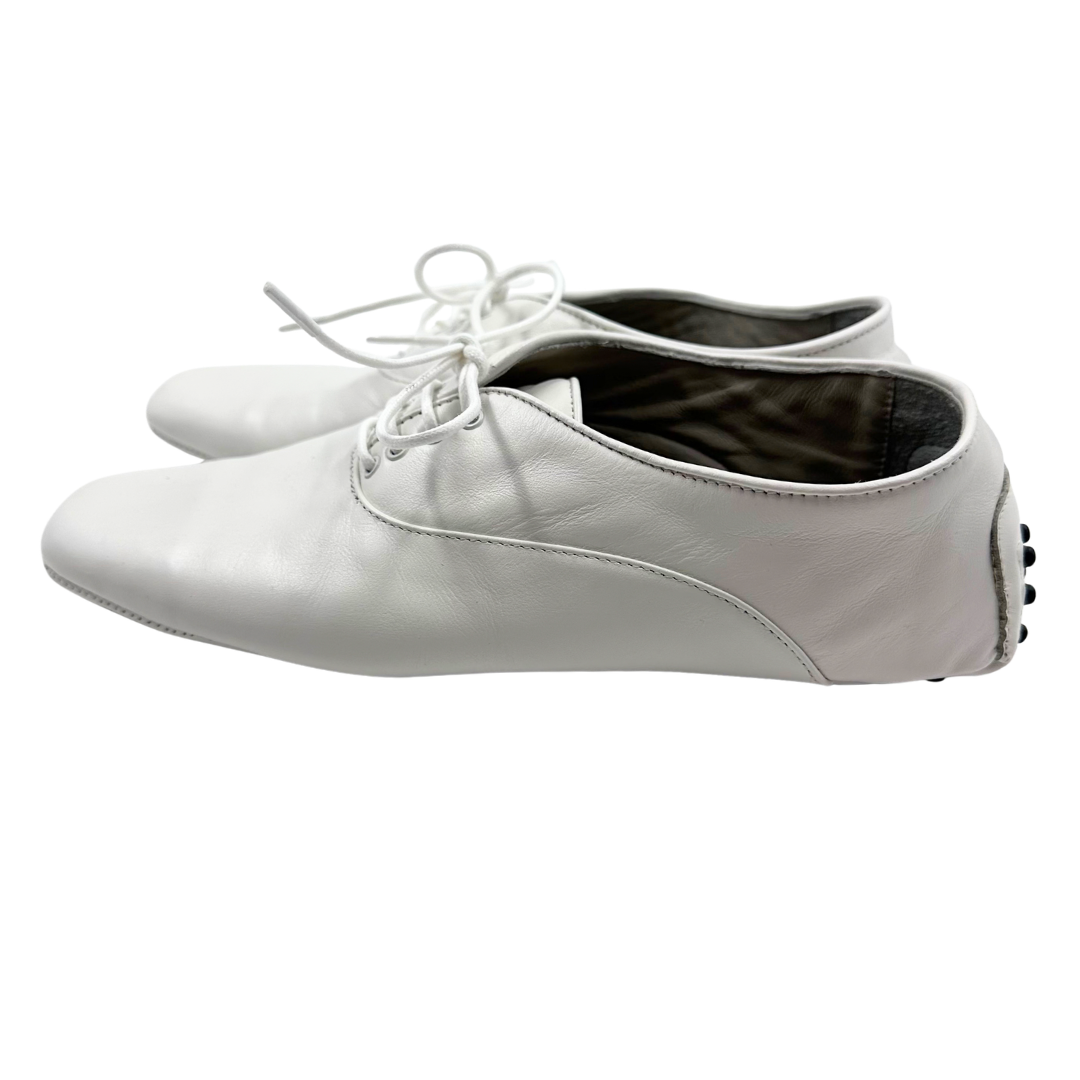 Essen 37 White Leather Flats