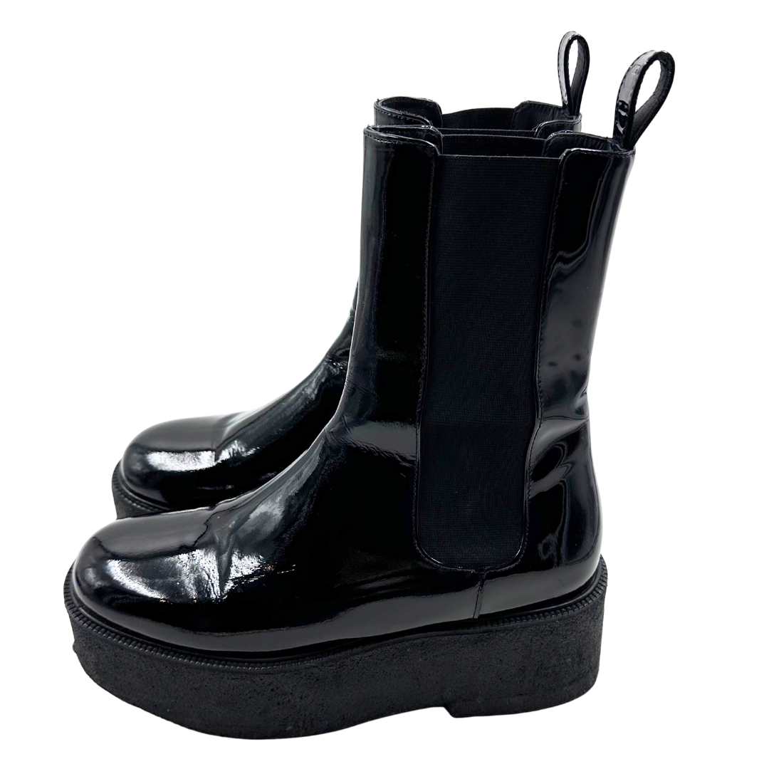 Staud 8 38 Black Patent Leather Boots