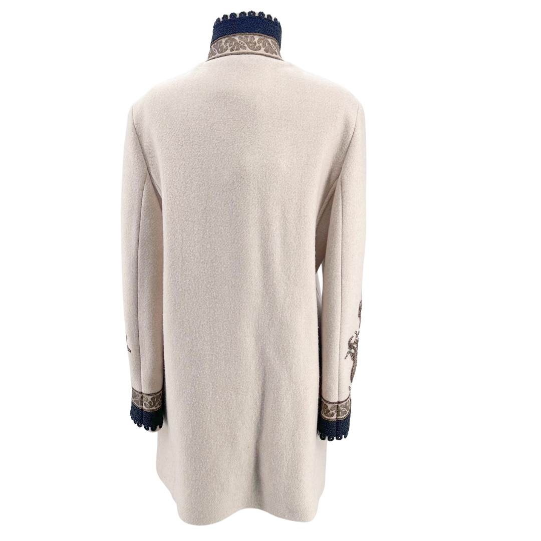 Etro Size 8 44 Cream Multi Coat