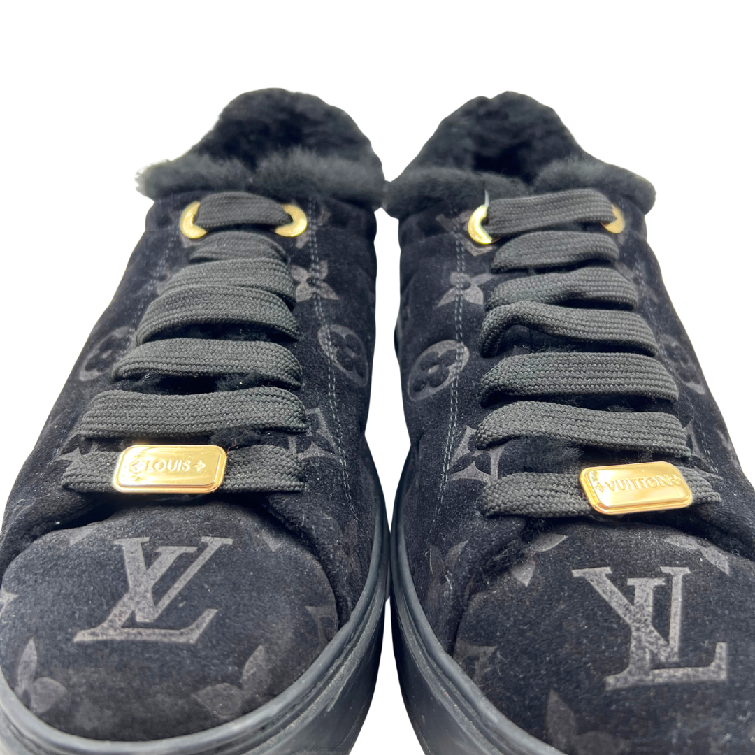 Louis Vuitton 37 Black/Gold shearling/suede Sneakers