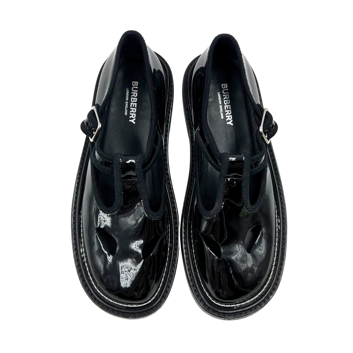Burberry 7.5 38.5 Black Patent Leather Loafers