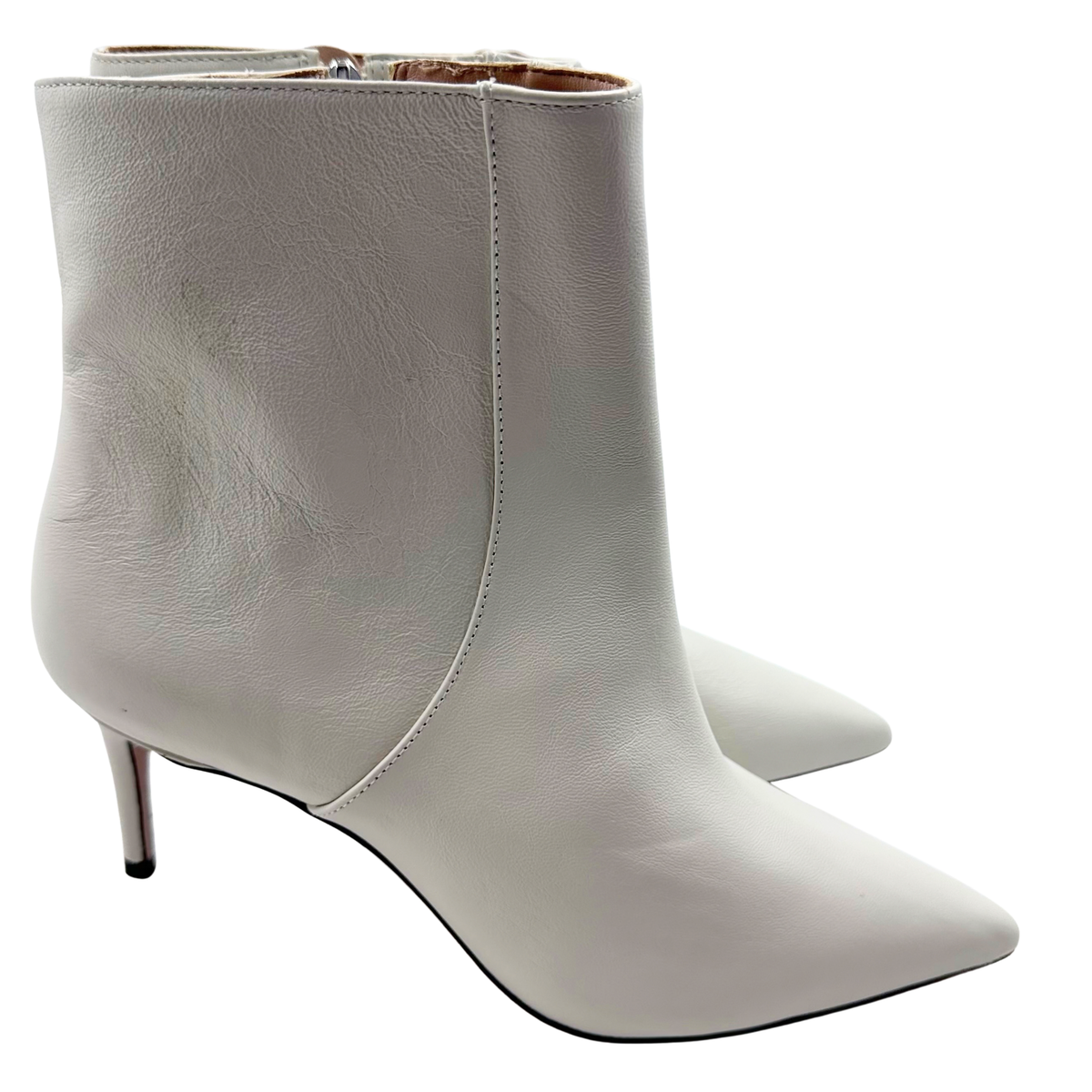 Schutz 8 Off White Leather Booties