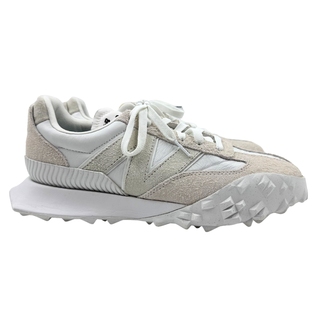New Balance x Staud 7.5 Tan/Ivory Canvas & Leather Sneakers