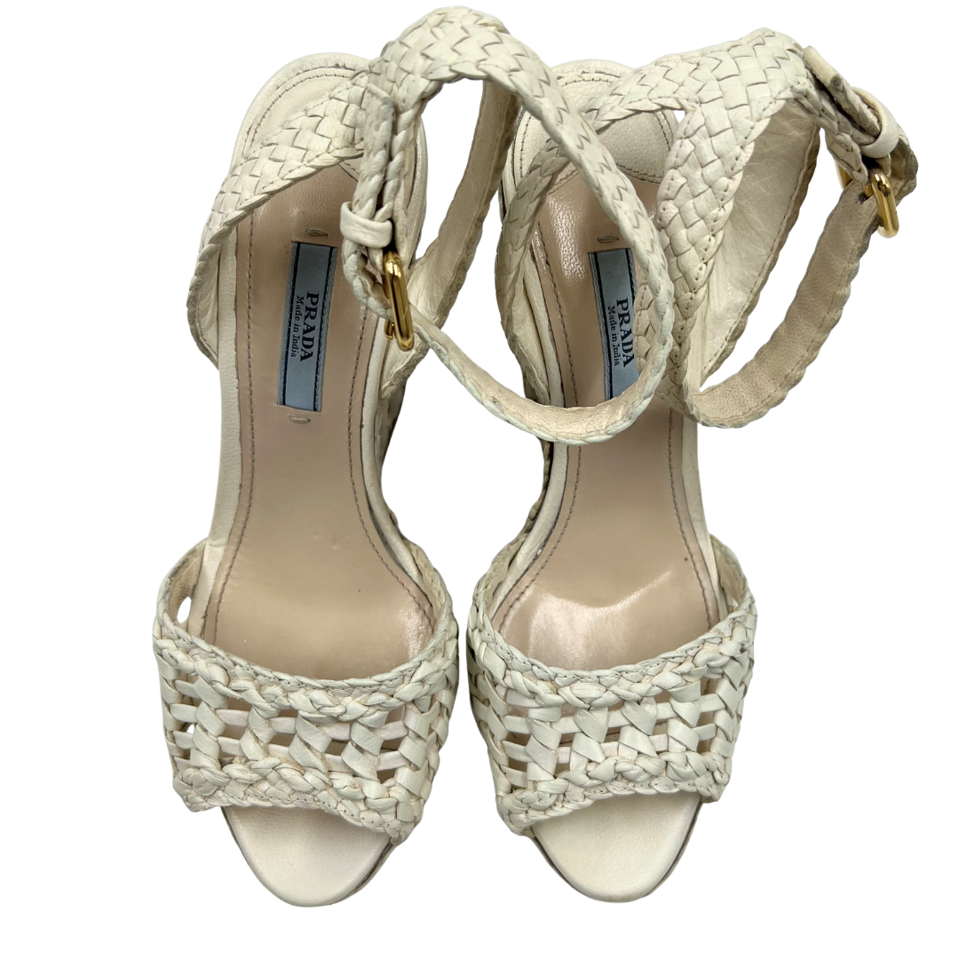 Prada 37.5 White Sandals