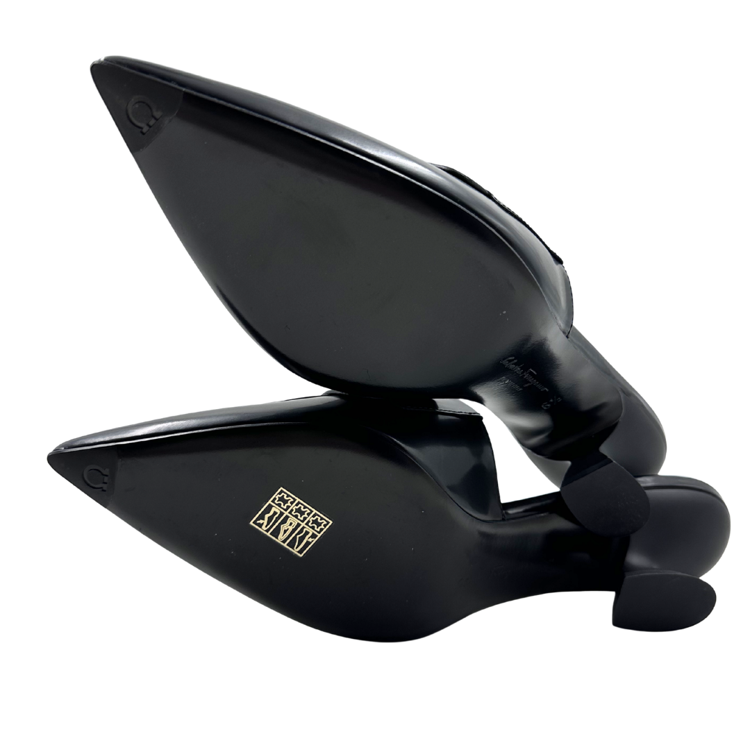 Salvatore Ferragamo 6.5 Black Leather Mule