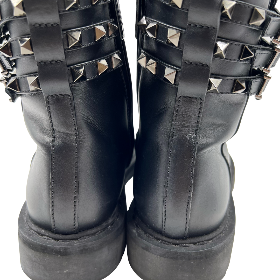 Valentino Garavani 7.5 37.5 Rockstud Moto Boot
