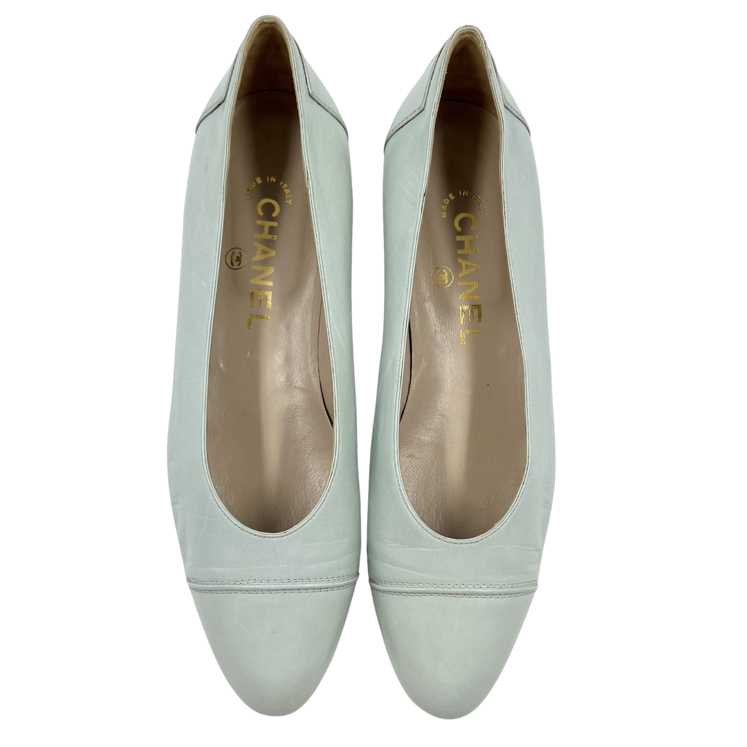 Chanel 8 38 Blue Leather Flats