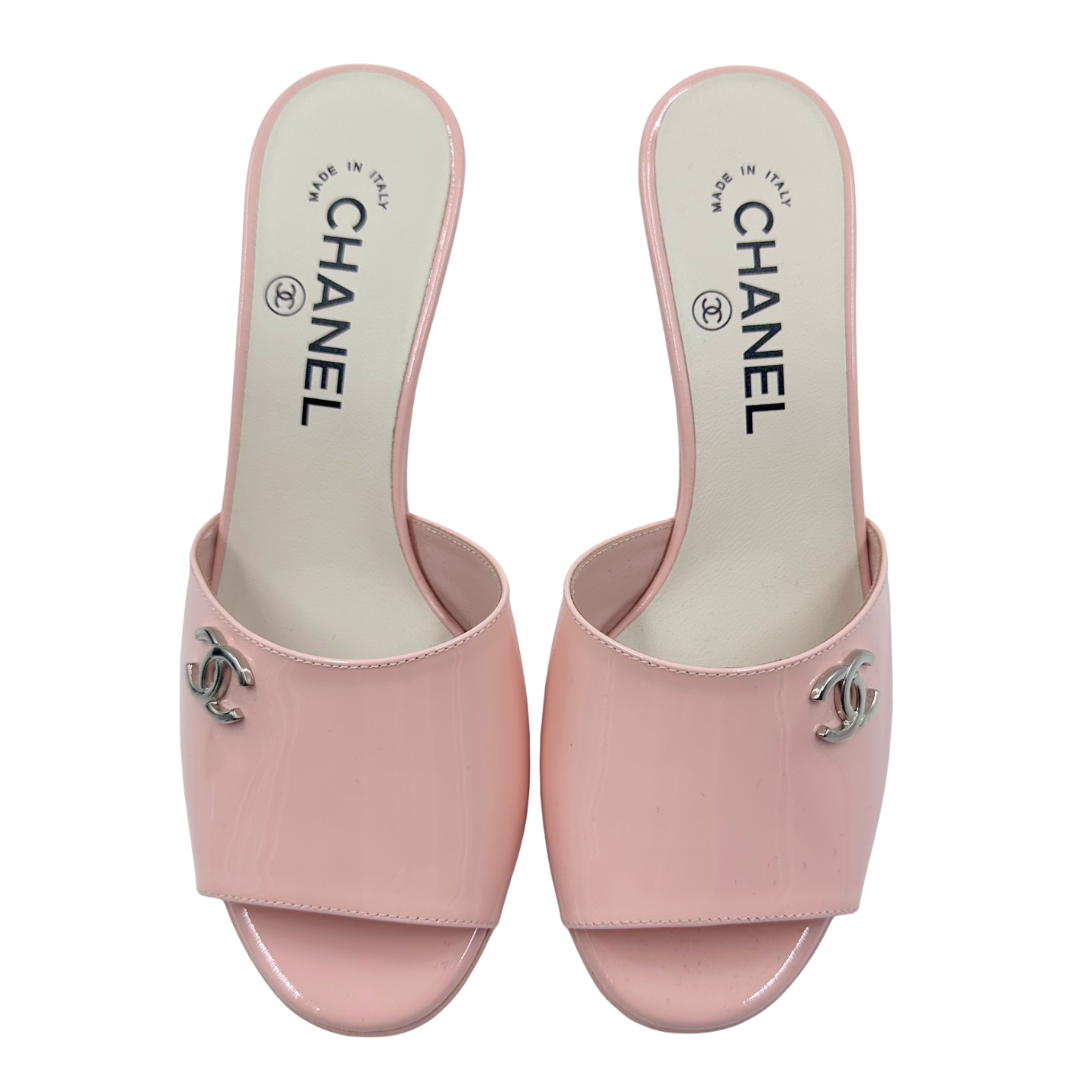 Chanel 36 Pink Patent Leather Heels