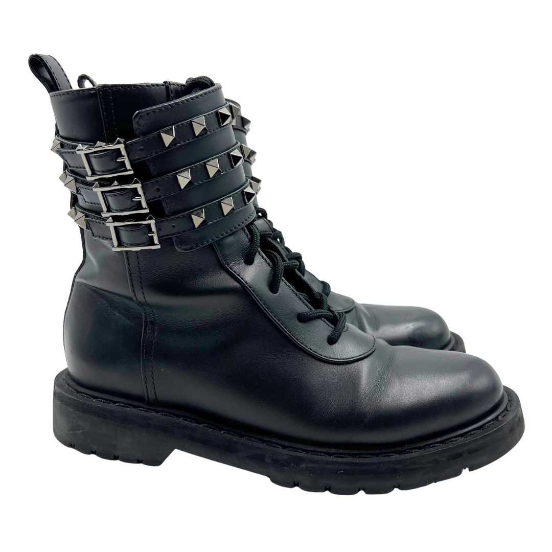 Valentino Garavani 7.5 37.5 Rockstud Moto Boot