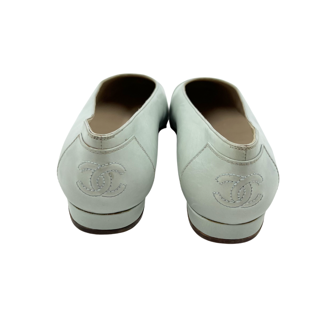 Chanel 8 38 Blue Leather Flats