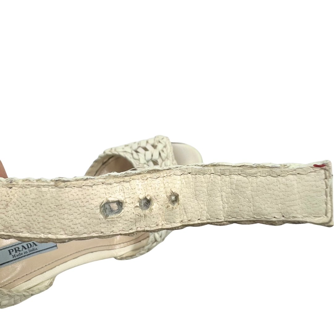 Prada 37.5 White Sandals