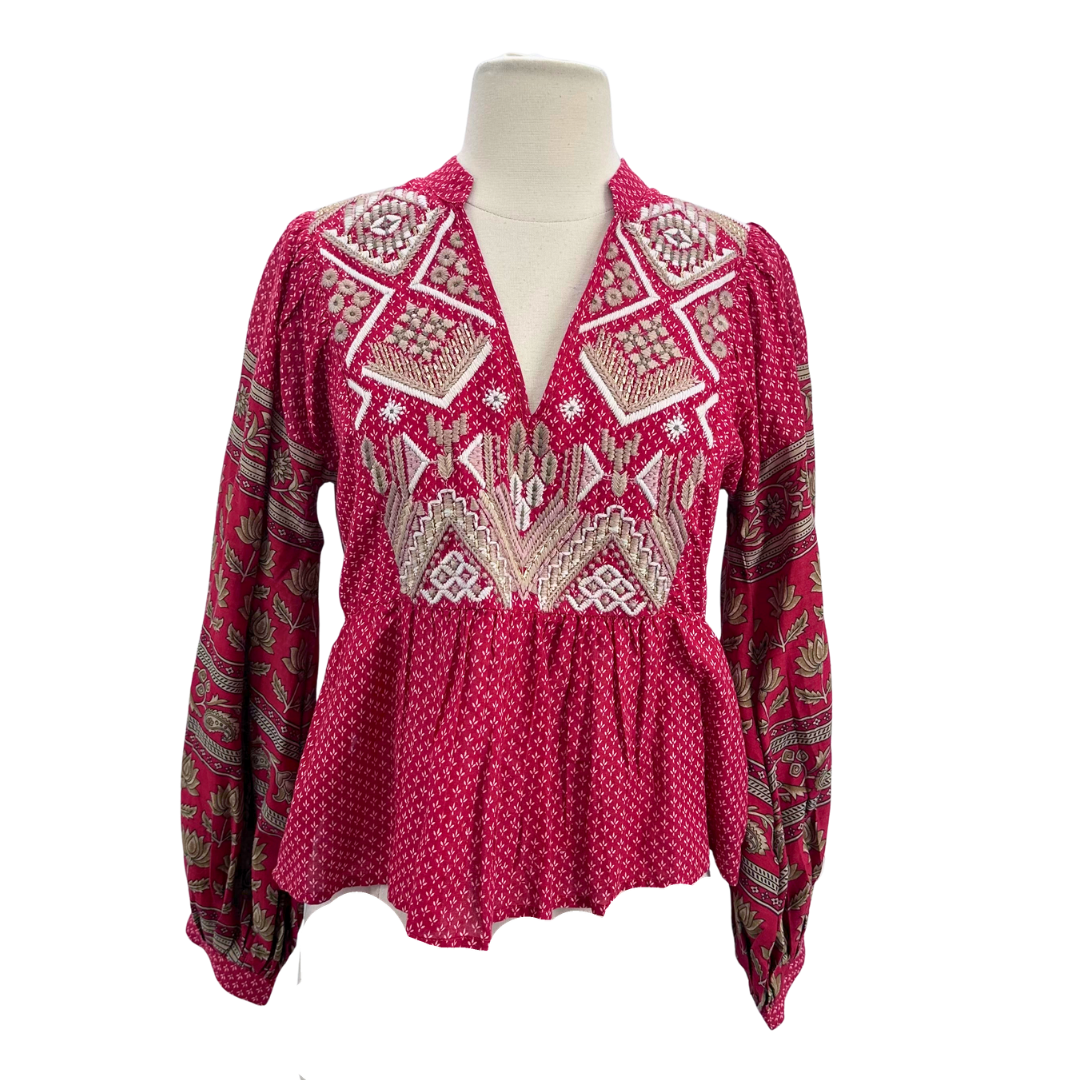 Anthropologie Red/White Long Sleeve